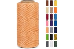 LEREATI Ledergarn 0,8mm x 260m Flacher Wachsschnur Gewachster Faden Leder Nähen Faden, Leder Nähgarn Garn für Handwerk, Nähen, Reparatur, Buchbinden, Schmuck, Häkeln (Khaki)