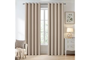 MIULEE Sepia-tan Blackout Curtains for Living Room 2 Panel Set, Premium Eyelet Curtains for Bedroom, Thermal Insulated Window Curtain Drapes, Black Out Curtain 90 Drop, Each Panel 66 x 90 Inches