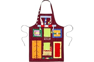 JDGFH Nesteldecke für Demenzkranke,Sensorische Werkzeuge,Nestelschürze,Senioren-Verlobungs-Spielzeug,Fidget Decke zur Verbesserung der Demen,Fidget Apron Autismus Spiele für Demenzkranke (Rot)