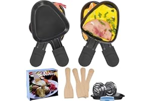 QcuGvy Raclette Pfännchen 18x10cm Antihaft-Beschichtung Pfännchen Mini Haben Anti-Verbrühungs Griff Eine für Die Pfannkuchen Machen oder Käse Schmelzen Warten Sie (4ps Schwarz)