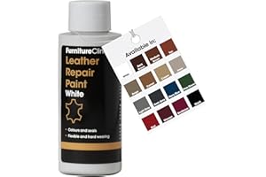 Furniture Clinic Vernice e Tintura per la Riparazione della Pelle, Colorante Autosigillante per Una Riparazione Facile, Adatto per Divani in Pelle, Sedili di Auto, Scarpe, Borse (50ml, Bianco)