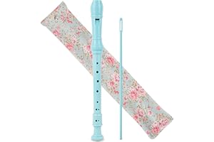 Czzmy Recorder Instrument for Beginner Kids Adults,8-Hole Soprano Descant Recorder Music Flute with with Cleaning Rod & Leather Case For School Student Home Entertainment(2-Blue Rose)