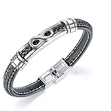 ATEIELLI Bracciale Uomo Infinito Acciaio Inossidabile Pelle 21.5cm Regolabile B310