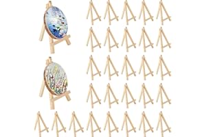 LOLYSIC 30 Pcs Mini Easel Stands, 15x8cm Mini Wooden Easels for Display, Small Wooden Table Top Easels, Adjustable Triangle Wooden Easels for Painting Art Picture Display Wedding Party Home Decor