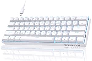 DIERYA 60% Mechanical Keyboard, DK61se Wired Gaming Keyboard with Red Switches,Monochrome RGB Backlit Ultra-Compact 61 Keys Mini Office Keyboard for Windows Laptop PC Gamer Typist（White）