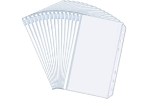 BOUMVID 15 Pièces Pochettes Classeur, 6 Trous Pochette Plastique A6, Enveloppe Budget planner, Transparente Imperméable Dossiers à Glissière, Sacs Zippés à Feuilles Mobiles pour Documents, Cartes