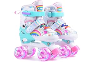 ERNAN Pattini a Rotelle regolabili. patini bambini 4 ruote luminosi per ragazze e ragazzi. Comodi pattini ideali per principianti