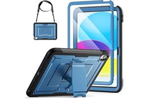 SEYMAC stock Custodia per iPad (A16) 11a/10a Generazione 11"/10,9" (2025/2022), Custodia Resistente con Pellicola Protettiva, Supporto Pieghevole e Tracolla, Blu Scuro
