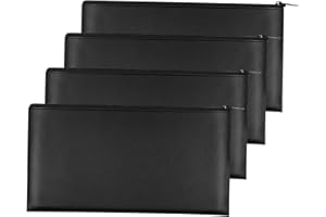 AGHOER 4 Pièces Pochette Bancaire, Portefeuilles avec Fermeture éclair, Pour Billets de Banque, Faits, Objets de Valeur, Etc, Noir