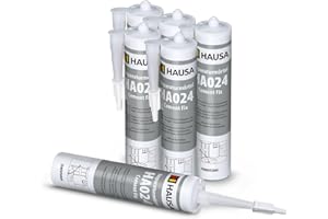 HAUSA Mortier de Réparation Cement Fix HA024 Mortier Prêt à l'Emploi pour Jointoiement Remplissage Cassures Fissures Ciment Rapide pour Intérieur et Extérieur Gris Ciment 6x 310 ml
