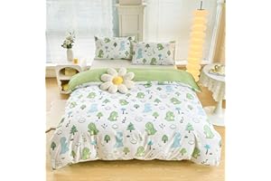 Koudi Dino Ropa de cama infantil de 135 x 200 cm, diseño de dinosaurios, color verde, ropa de cama reversible para niñas y niños, con funda de almohada de 80 x 80 cm y cremallera