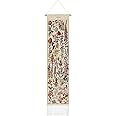 Tegeme Vintage Tapestry 52 x 13 Inch, Long Tapestry Vertical Wall Hanging Reference Illustrative Botanical Tapestry Tassel Tapestry for Bedroom Living Room Home Decoration (Vintage, Flower)
