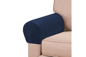 GAMUKAI Stretch Armrest Covers Velvet Arm Covers for Chairs Couch Sofa Armchair Slipcovers for Recliner Sofa 2pcs (Navy)