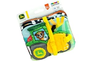 LAMAZE John Deere Buch Reise vom Bauernhof zum Tisch | Weiches Babyklappbuch mit farbenfrohen und schwarz-weißen Seiten, Knister- und Quietschgeräuschen, Bändern und Beißspielzeug | ab 6 Monaten