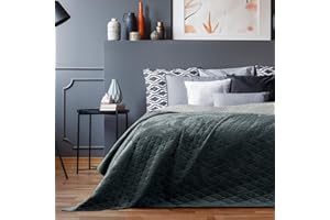 AmeliaHome Laila Bedspread 260 x 280 cm Anthracite Silver Double-Sided Quilted Velvet