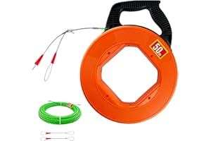 DZDSBB Sonda Passacavi 50m,Sonda Elettricista 50m,Cavo di Trazione in Poliestere Aiuto Alla Ritrazione del Nastro di Pesce Per Il Cavo con 7 tipi di accessori,con Alloggiamento in Plastica (50m-B)