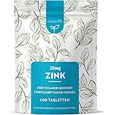 Zink Tabletten 25mg - 400 Vegane Tabletten - Zink Hochdosiert, Ohne Unnötige Zusatzstoffe - Für die Aufrechterhaltung Eines N