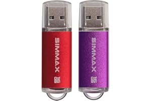 Memorias USB 2 Piezas 16GB USB 2.0 Stick Flash Drive Pendrives Almacenamiento Datos por SIMMAX (16GB Rojo Púrpura)