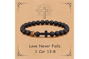YOTHIWAD Christian Bracelet for Men Women,Natural Stone Bracelets with Inspirational Card Faith Cross Bracelet Birthday Christmas Gifts for Men Women