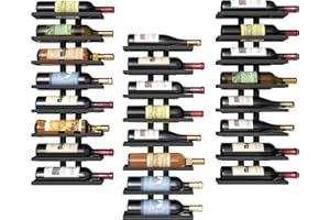 FAVOOSTY Botellero de pared 3pz, Botellero vertical, Estante para botellas con 8 niveles, 8 Botellas de Vino, Soporte para botellas, Estante de metal para botellas de vino, para comedor, bodega, Negro