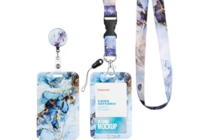 PCUNTSLO Porte Badge avec Cordon Tour de Cou, Lanyard Strap Neck avec Swivel Lobster Clasp, Porte Carte pour Bureau École, Carte de Bus (MABRE BLEU)