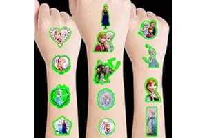 ‎DROOKAEN Frozen Leuchttattoos Kinder, Hautfreundlich Kindertattoos Leuchtendes Frozen Temporäre Tattoo Set für Mädchen Kindertattoos Wasserdicht