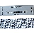 TamperSeals Group - 100pcs Custom 1” x 3.35” Write-on Tamper Evident Security Asset Tag Property ID Industrial Labels (Mat Silver Metalized, Dual Barcoding Numbers, 100% Secured)