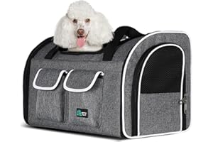 PETCUTE Plecak dla kota psa, składana torba transportowa z wyjmowanym materacem, oddychający plecak dla kota z torbami do przechowywania, torba transportowa dla psa poniżej 10 kg do podróży