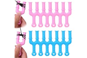 Gjinxi 12PCS Acrylic Model Y Slingshot Loom, Plastic Rubber Band Clips Slingshot Knitting Bands, Jewelry Connector Necklace Bracelet Craft Making Clasp Slingshot Weaving Accessory (Pink & Blue)