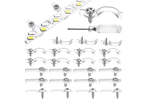 CTDMJ Zestaw 100 sztuk taśm LED, 100 sztuk klipsów mocujących, uchwyt montażowy LED, 100 śrub i 1 śrubokręt do taśm LED, 8 mm, 9 mm, 10 mm