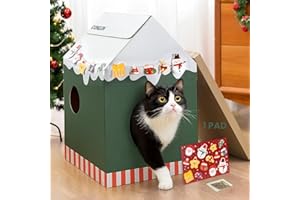 Conlun Casa de Cartón Todo-en-Uno para Gatos: Rascador, Cama y Juguete con Catnip - Diversión Garantizada, Mediano