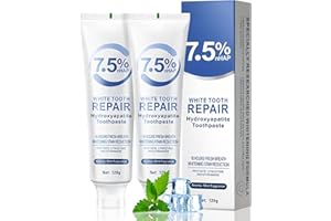 ANGOZO 2pcs Hydroxyapatite Toothpaste UK,Hydroxyapatite Toothpaste 7.5 for Enamel Protection,Mint Flavor, Fluoride-Free Formula,Sensitivity Relief, Cavity Prevention, Fresh Breath,120g