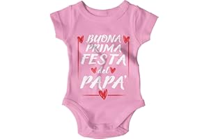 STAMPATEK Body Neonato Festa Papà Bodino Prima Festa del Papà Tutina festa del papà neonato Manica Corta Idee Regalo Divertenti Body Neonata con scritte per Papà