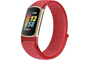 Runostrich Nylon Armband Kompatibel mit Fitbit Charge 6/Fitbit Charge 5 Armband Ersatzband Nylon Sport Loop Uhrenarmband für Fitbit Charge 6/Charge 5 Damen Herren