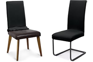 ‎BEAUTEX BEAUTEX Stuhlhussen Sets, elastische Stretch Husse Jersey Baumwolle Sitzbezug für Stuhl - 2er Set, Farbe: Schwarz