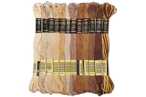 UMC STAG 12 Pieces Brown Tones | Premium Embroidery Thread | Egyptian Cotton Premium Skeins | Cross Stitch Embroidery Floss | Oeko TEX Certified Stranded Cotton (Brown Tones)