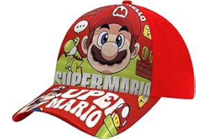 Bonamana Mario Kappe Bedruckte Baseballmütze für Jungen Mädchen Verstellbarer Kinderhut Flache Krempe Kinder Sonnenhut Schirmmütze Cosplay Sommer Laufmütze (Rot)
