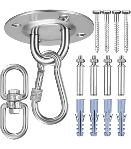 Sunowl Ganci per Altalena Resistenti con Cuscinetti, 4pz M10 Ganci