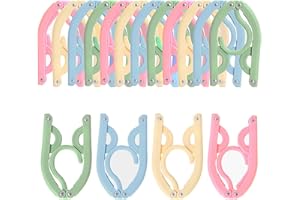 JSUOEO Perchas plegables para ropa, 16 unidades, perchas portátiles de viaje, perchas de plástico plegables para vacaciones, camping, interiores y exteriores