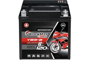 BlackMax YB9-B Motorradbatterie GEL 12V 9Ah Batterie YB9-BS CB9-B GM9Z 12N9-4B-1