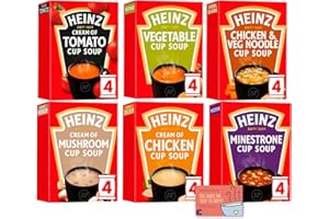 Cc1st Customers Come 1st Heinz Cup Soup Variety Pack - Cream of Tomato, Vegetable, Chicken, Mushroom, Minestrone, Chicken Noodle & Vegetable - 6 Flavors, 24 Cups Total