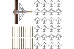 PARASTAR 100 Stück Gipskartondübel Set,Trockenbau Dübel,Gipskartondübel mit Schrauben 50mm,Hohlraumdübel Butterfly für Gipskartonplatten, Faserplatten, Hohlraumwände (50 Dübel + 50 Schrauben)
