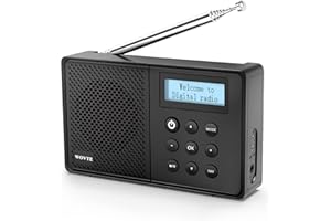 WOVTE DAB+ Digital Radio - Portable, Rechargeable & Mains Powered with Bluetooth, 40 Presets, LED Display, Alarm Clock, Sleep Timer & Headphone Socket