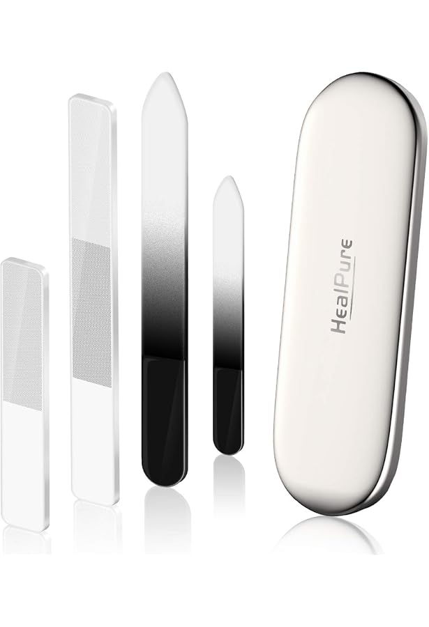 Tschechisches Glas-Nagelfeilen-Set Für Maniküre & Pediküre – Hornhautentferner, Nagelhautschieber, 4-teiliges Profi-Set Inkl. Handtuch