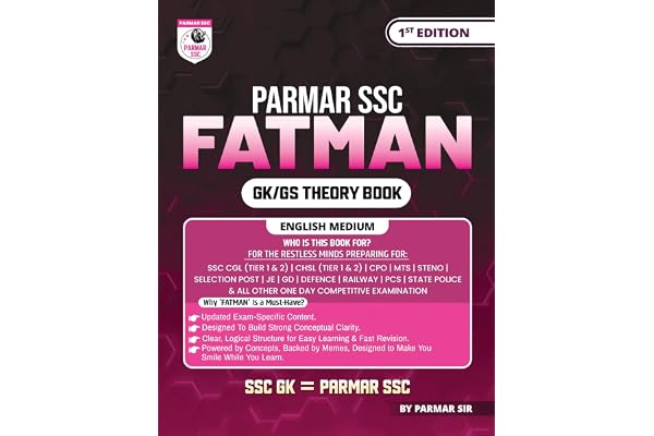 Parmar SSC Fatman GK/GS Theory Book English Medium 1st Edition, 2025 Useful For SSC CGL and CHSL (Tier 1 & 2) CPO MTS Steno Selection Post JE GD Defence Railway PCS State Police & All Other One Day Competitive Examination