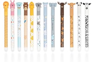 Youkly Radierbare Stifte, 12 Stück Radierbarer Kugelschreiber[6 Blau 6 Schwarz], 0.5 mm Cartoon Gelstifte Radierbar für Geschenk Schul Bürobedarf (Set 1)