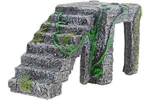 SAIM Dark Grey Green Turtle Platform Resin Turtle Climbing Stones with Steps Decoration