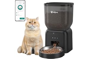 Olfjurk Distributeur Croquettes Chat Automatique WiFi 4L Gamelle Chat Automatique avec Contrôle de l'application, avec Sac Déshydratant, 1 à 6 Repas par Jour, Appel de Repas de 10s,Pet Feeder