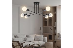 BRIMETI Ceiling Light Chandelier Sputnik, 6 Lights Vintage E27 Black Modern Chandelier, Semi-Flush Mount Ceiling Lamp Industrial Pendant Lighting for Living Room, Bedroom, Dining Room, Kitchen