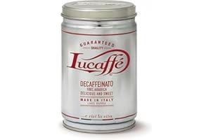 ‎LUCAFFÉ Lucaffe - Entkoffeinierte Kaffeedose gemahlener Kaffee Decaffeinato, 250 Gr | Kaffee für Espresso ohne Koffein gemahlen | Dunkel Röstung | Decaf, süßer, fruchtiger Geschmack, cremig |intensives Aroma
